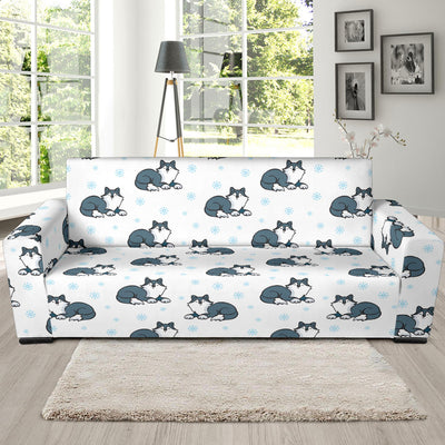 Alaskan Malamute Pattern Print Design 03 Sofa Slipcover