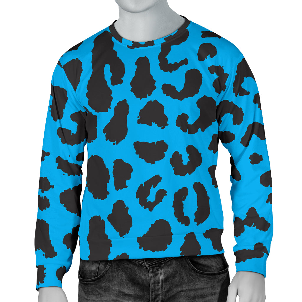 Cheetah Blue Print Pattern Men Long Sleeve Sweatshirt