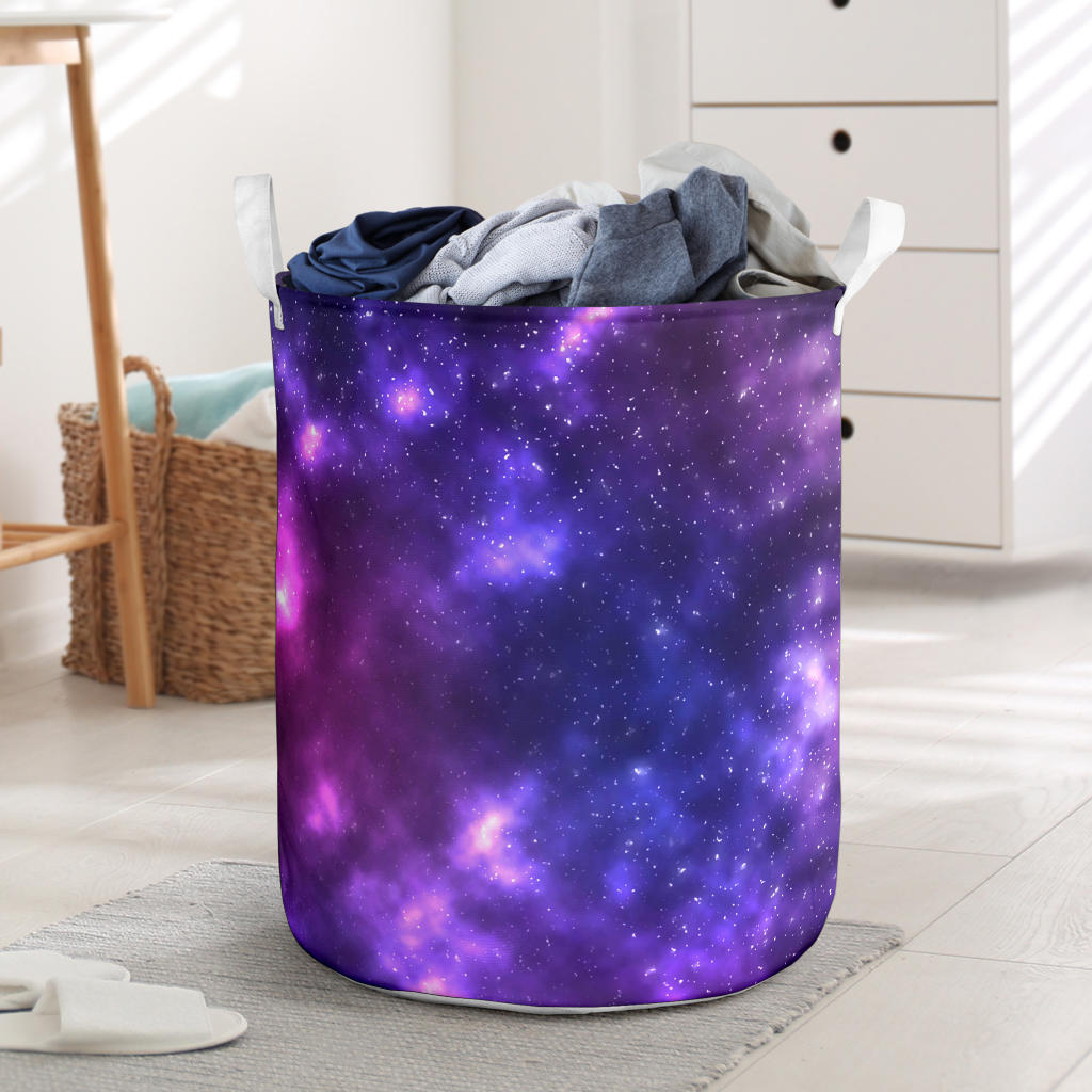 Celestial Purple Blue Galaxy Laundry Basket