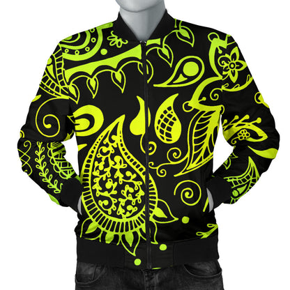 Paisley Green Design Print Men Bomber Jacket