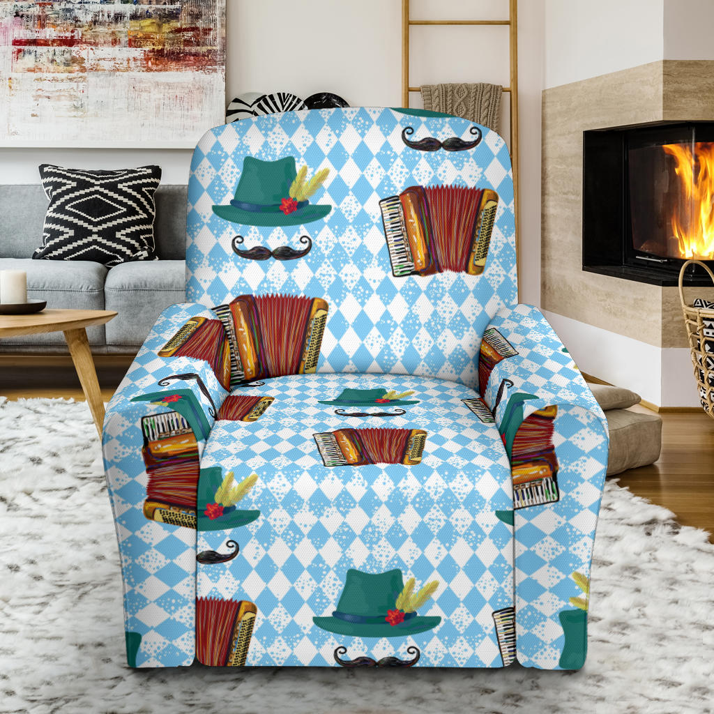 Accordion Mustache Pattern Print Design 01 Recliner Slipcover with Pocket