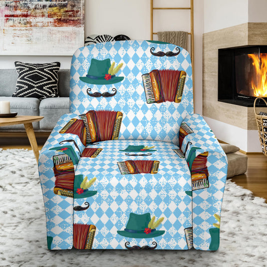 Accordion Mustache Pattern Print Design 01 Recliner Slipcover with Pocket