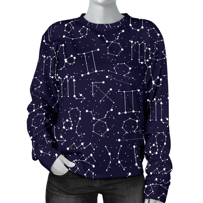 Zodiac Pattern Design Print Women Long Sleeve Sweatshirt