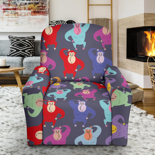 Chimpanzee Pattern Print Design 03 Recliner Slipcover with Pocket