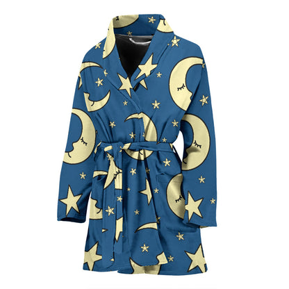 Moon Night Pattern Print Design 03 Women Bathrobe