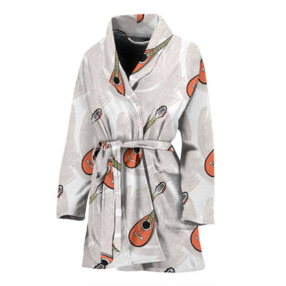 Mandolin Pattern Print Design 03 Women Bathrobe