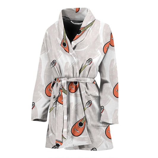 Mandolin Pattern Print Design 03 Women Bathrobe