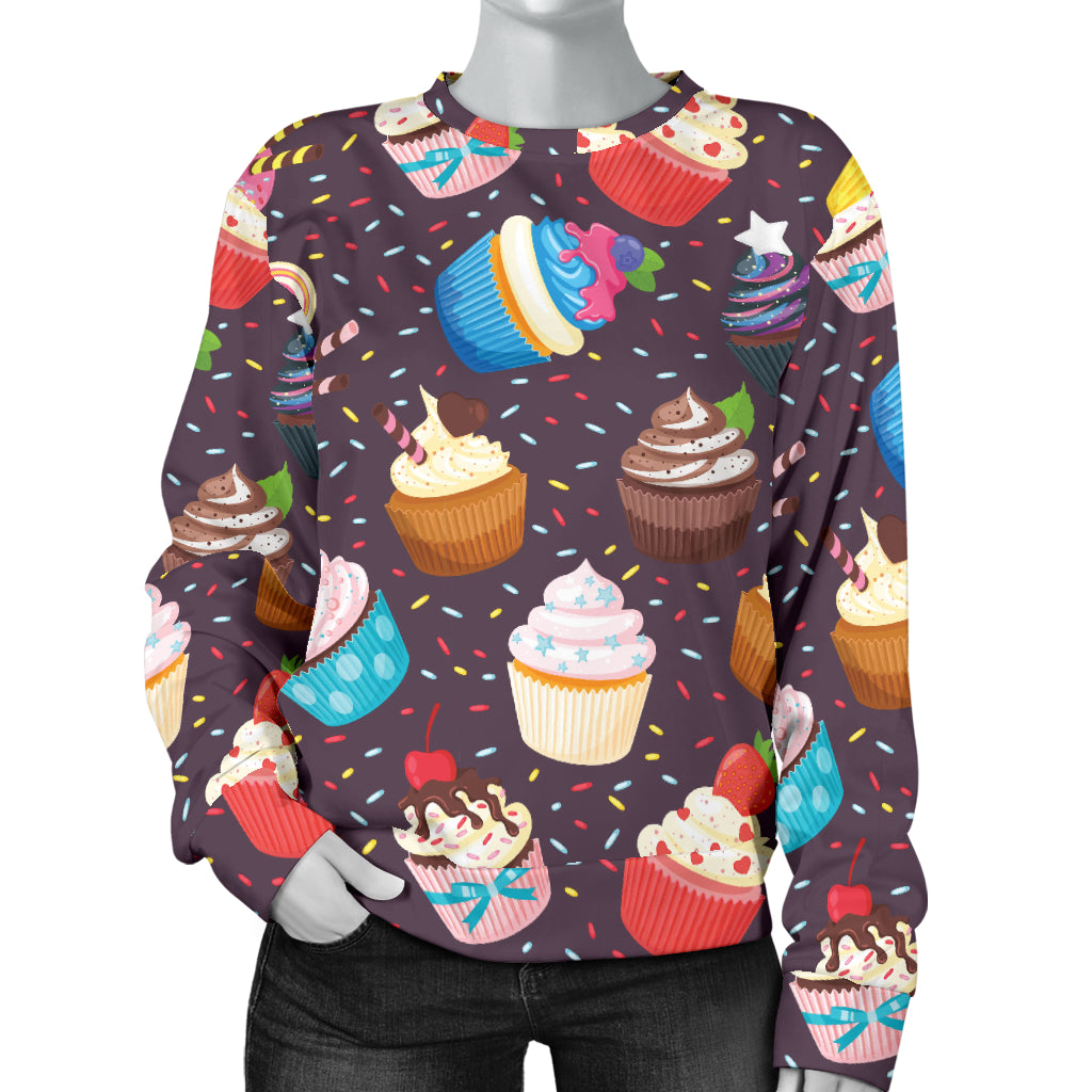 Cupcakes Party Print Pattern Women Long Sleeve Sweatshirt