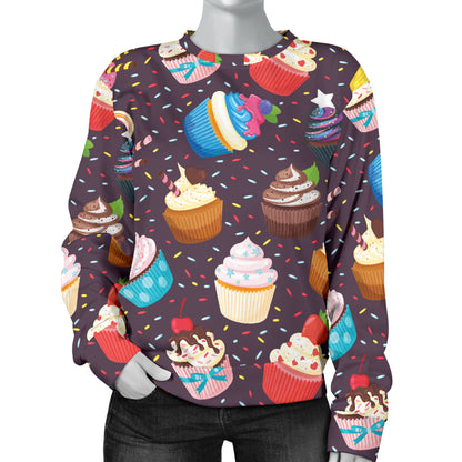 Cupcakes Party Print Pattern Women Long Sleeve Sweatshirt