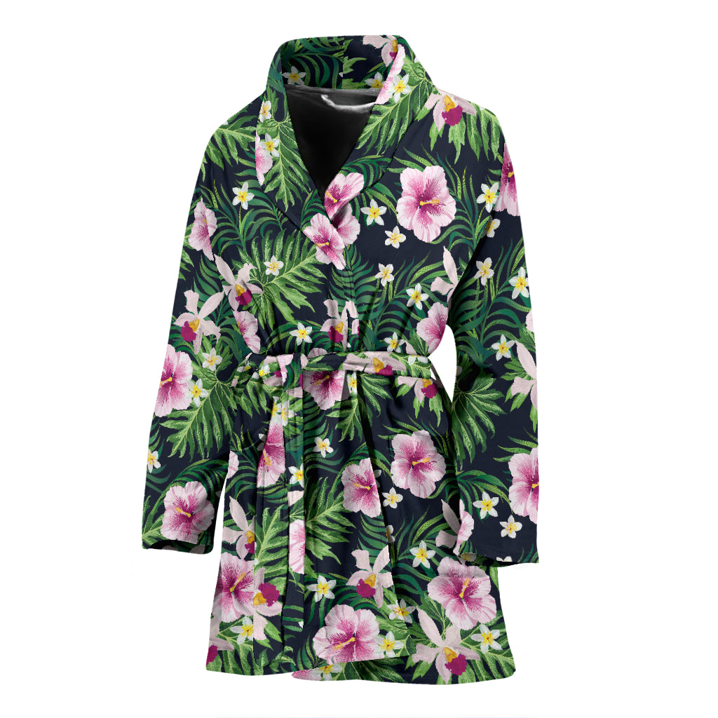 Hibiscus Tropical Print Design LKS309 Women Bathrobe