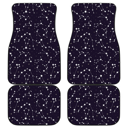 Zodiac Star Pattern Design Print Car Floor Mats Front Back