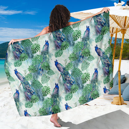 Peacock Pattern Print Design A02 Sarong Pareo Wrap
