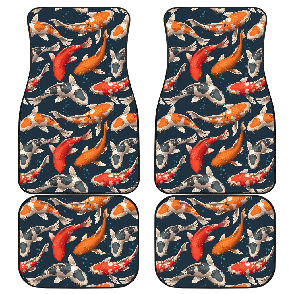 Koi Carp Cute Design Themed Print Car Floor Mats Front Back