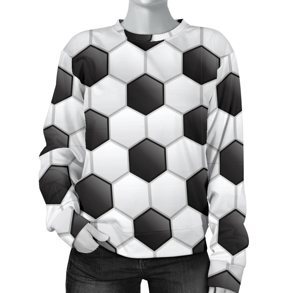 Soccer Ball Texture Print Pattern Women Long Sleeve Sweatshirt