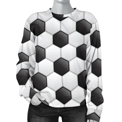 Soccer Ball Texture Print Pattern Women Long Sleeve Sweatshirt