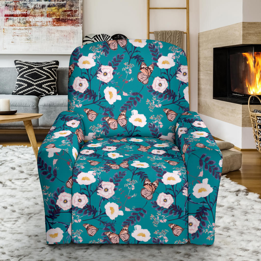 Butterfly Pattern Print Design 012 Recliner Slipcover with Pocket