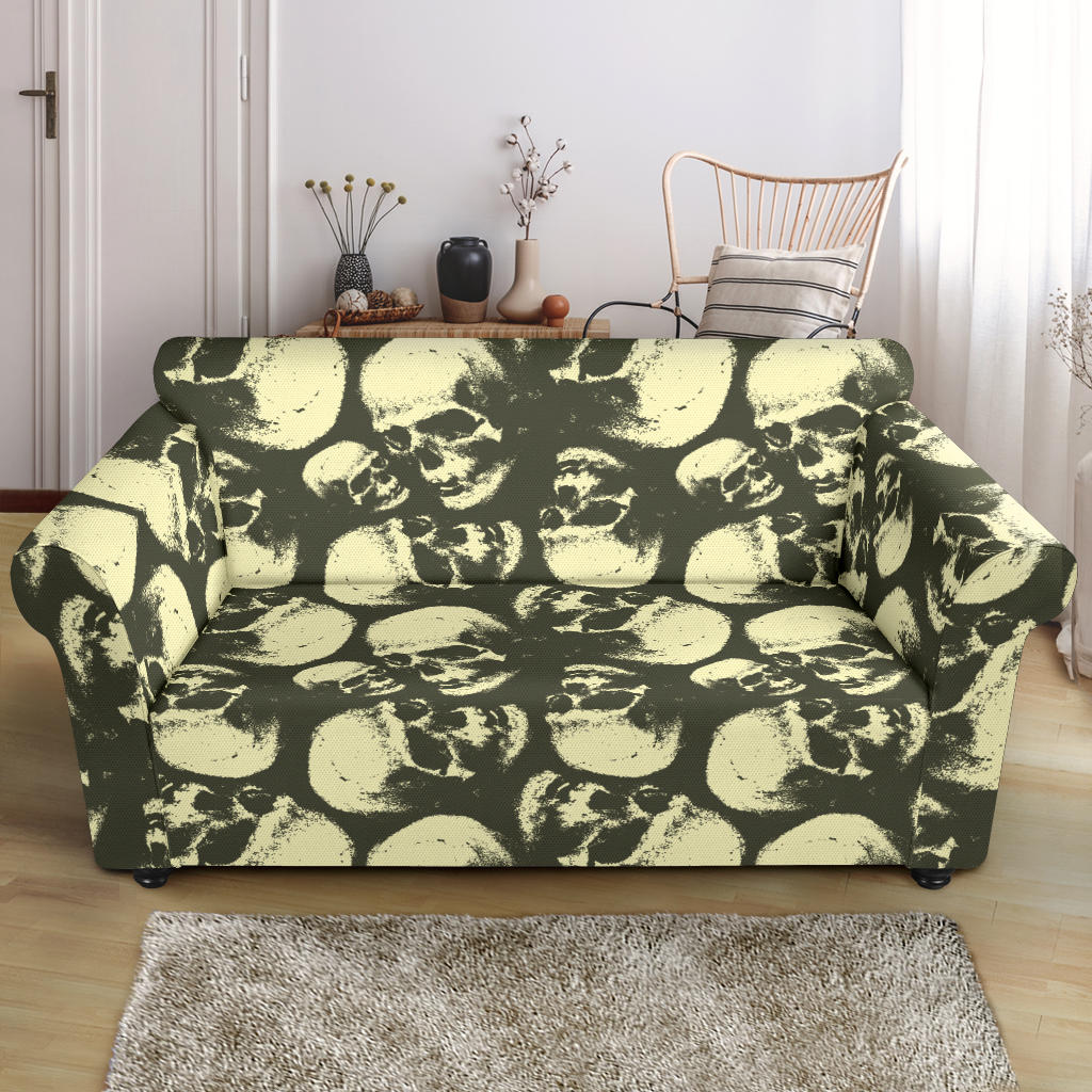 Skull Print Design LKS302 Loveseat Couch Slipcover