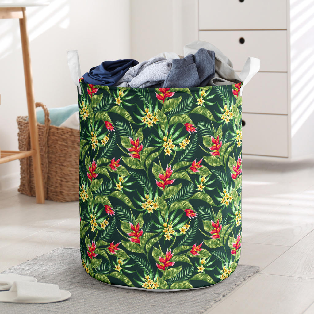 Tropical Folower Red Heliconia Print Laundry Basket