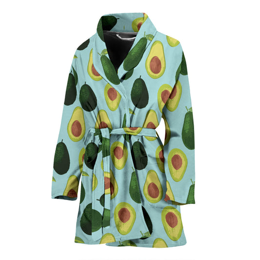 Avocado Pattern Print Design 04 Women Bathrobe