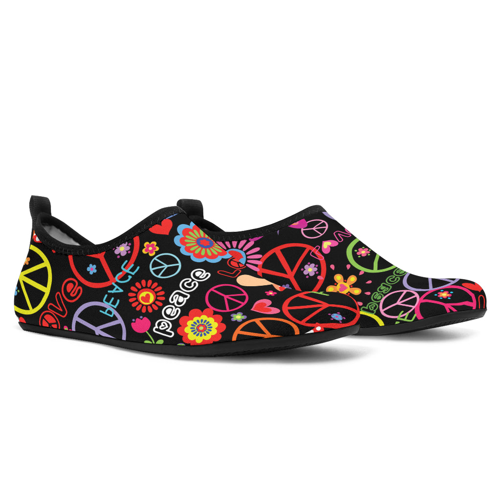 Peace Sign Colorful Design Print Aqua Water Shoes