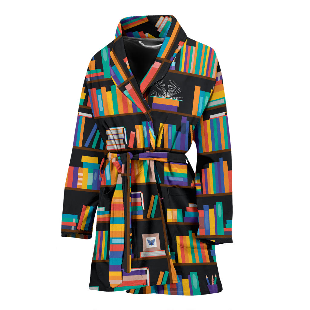 Book Pattern Print Design 05 Women Bathrobe