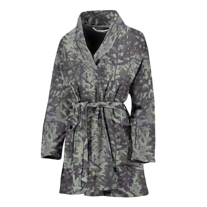 Camouflage Fern Pattern Print Design 05 Women Bathrobe