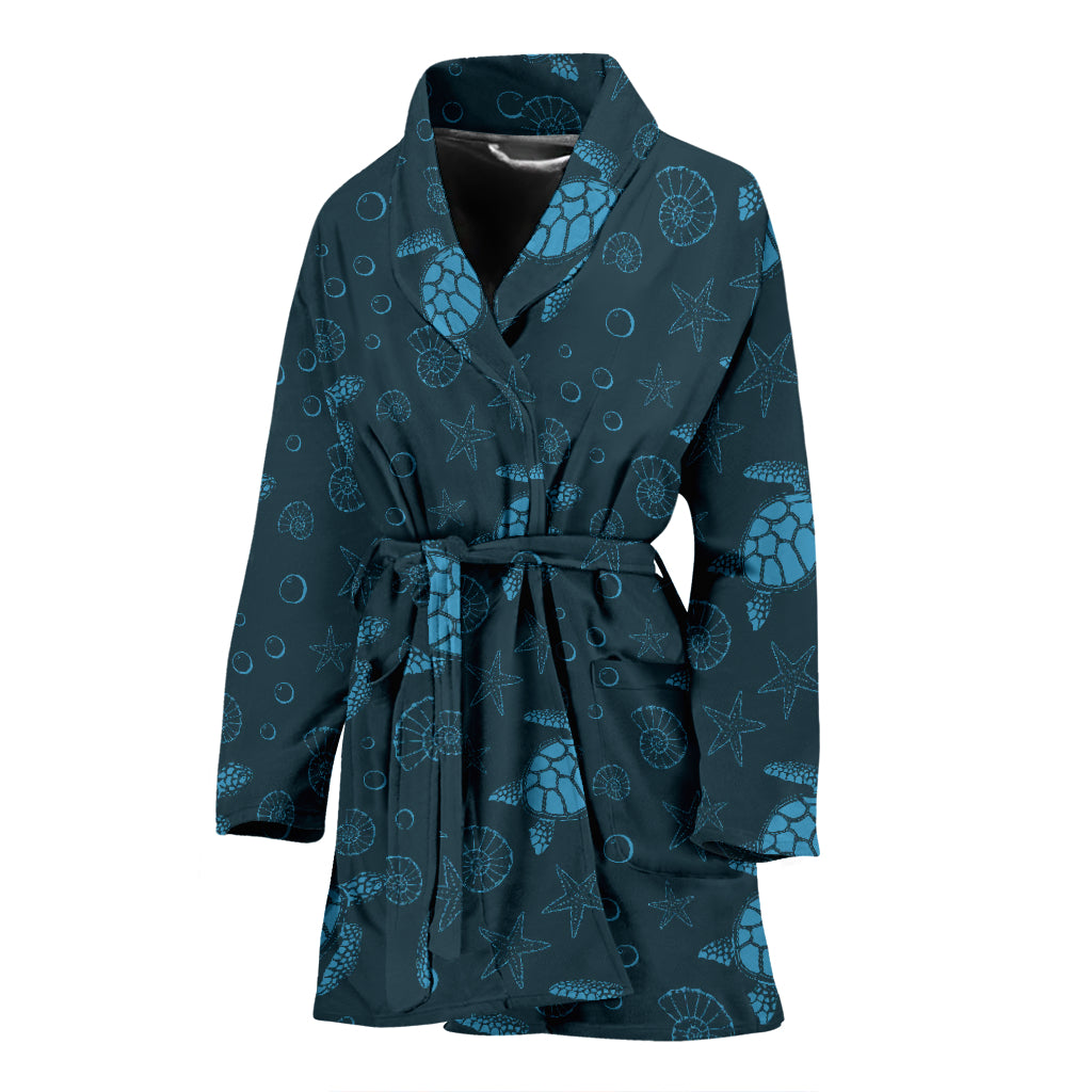Sea Turtle Print Design LKS308 Women Bathrobe