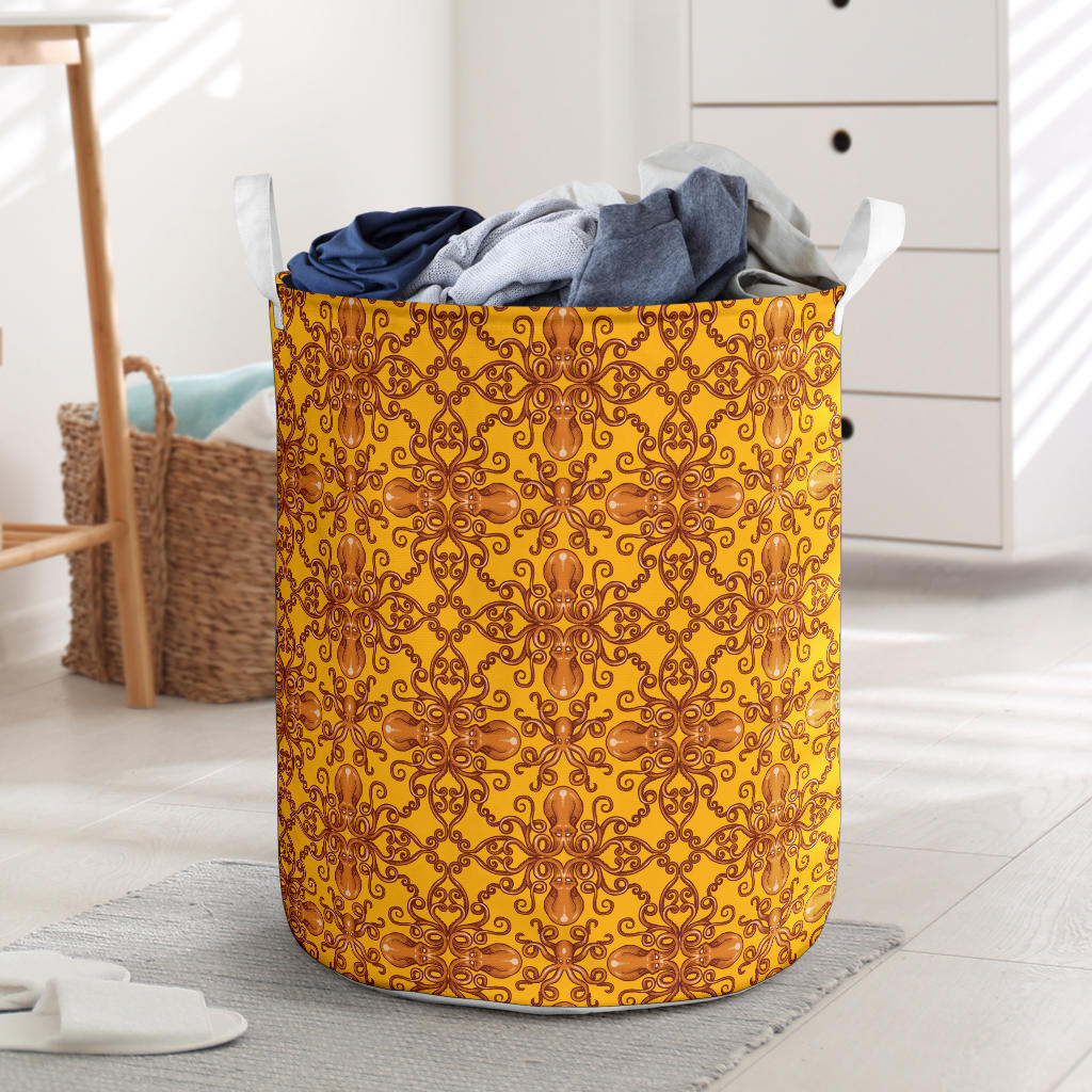 Octopus Background Design Print Laundry Basket
