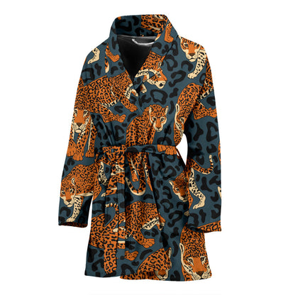 Jaguar Pattern Print Design 04 Women Bathrobe