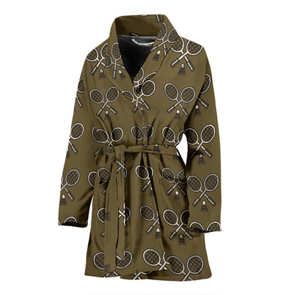 Badminton Pattern Print Design 07 Women Bathrobe