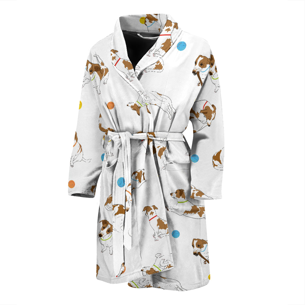 Russell Terriers With Balls Print Design LKS307 Men Bathrobe