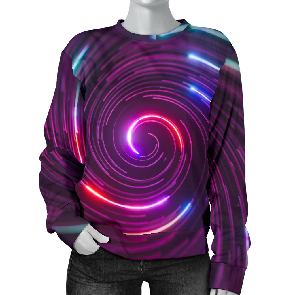 Vortex Twist Swirl Purple Neon Print Women Long Sleeve Sweatshirt
