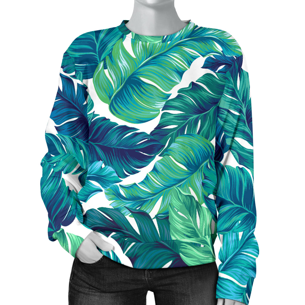 Brightness Tropical Palm Leaves Women Long Sleeve Sweatshirt