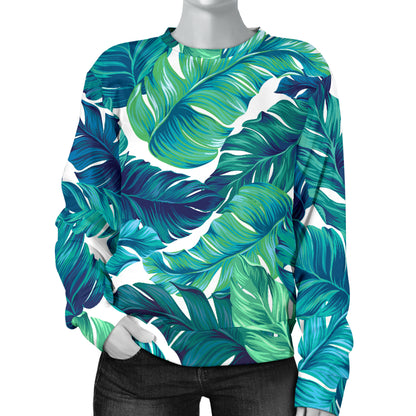 Brightness Tropical Palm Leaves Women Long Sleeve Sweatshirt