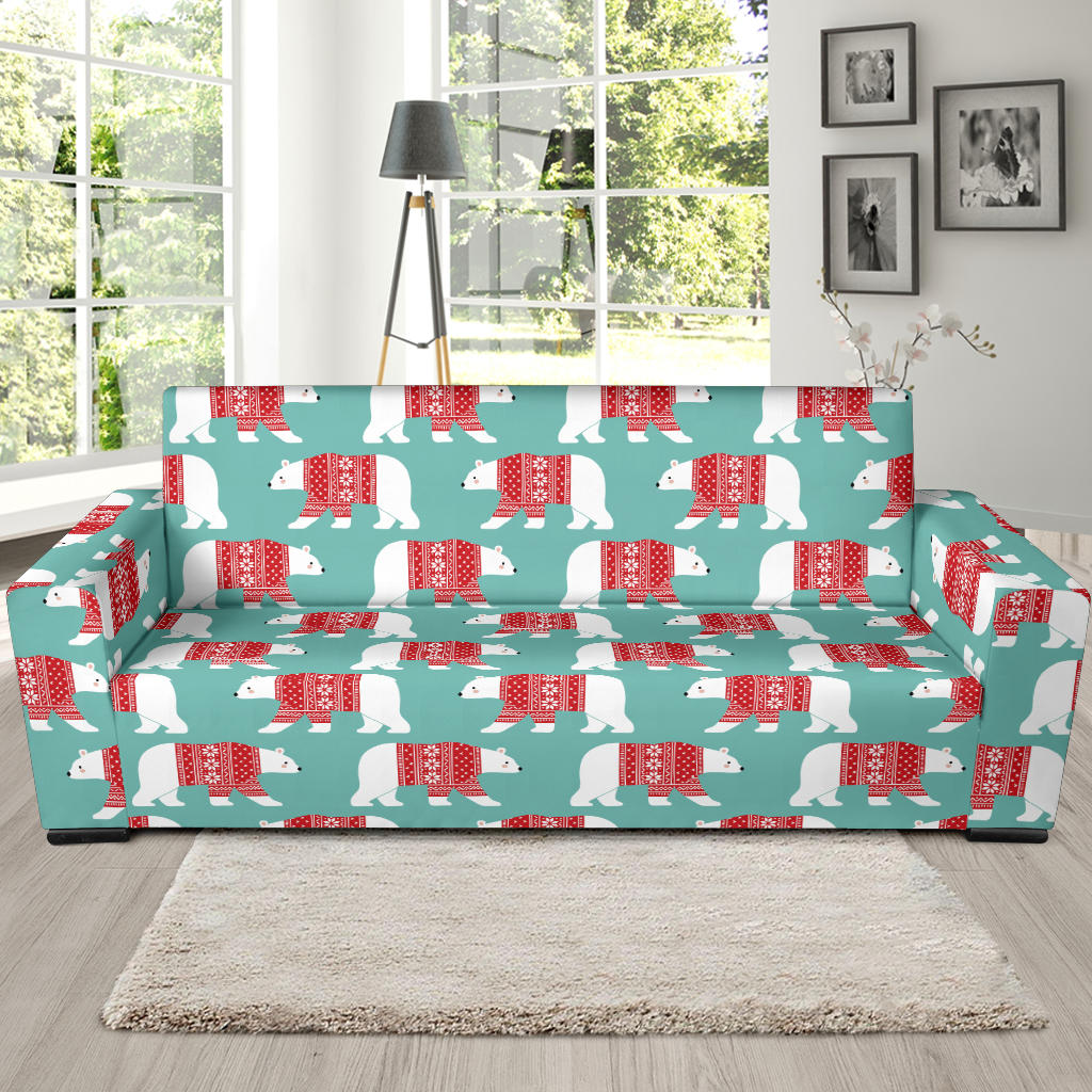 Polar Bear Pattern Print Design A04 Sofa Slipcover