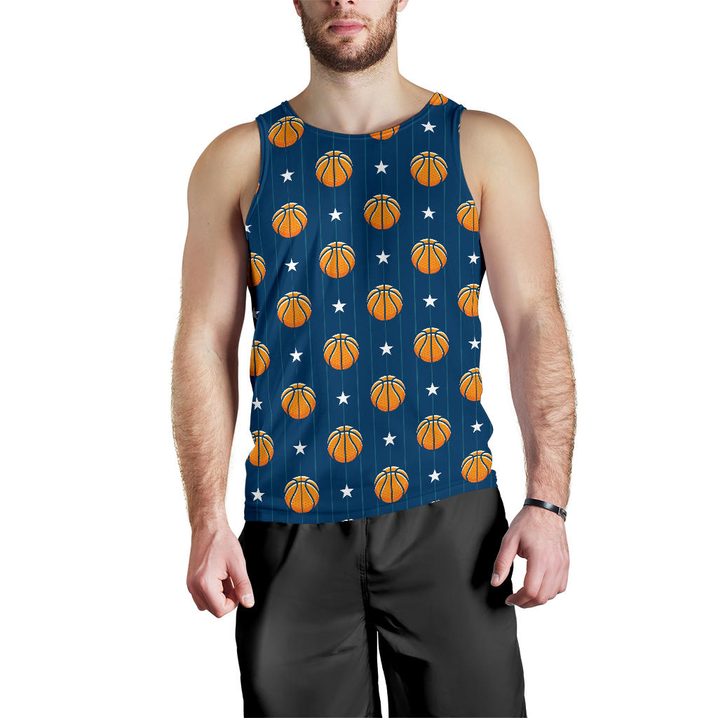 Basketball Star Print Pattern Men Tank Top