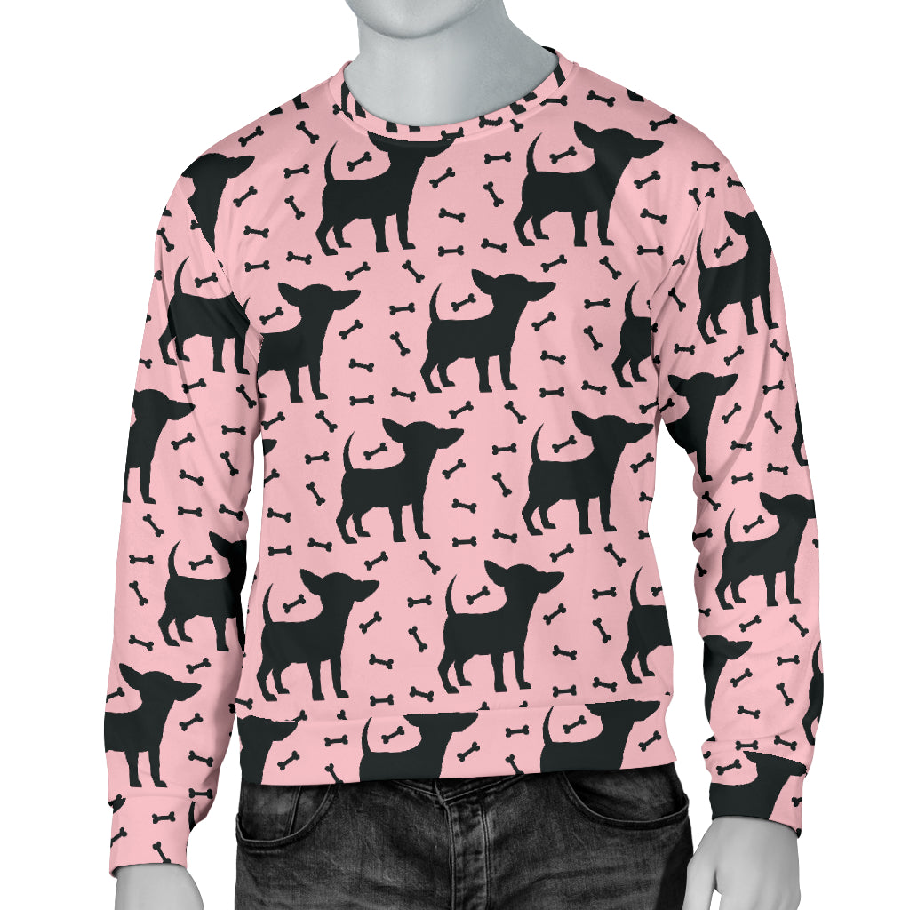 Chihuahua Pink Print Pattern Men Long Sleeve Sweatshirt