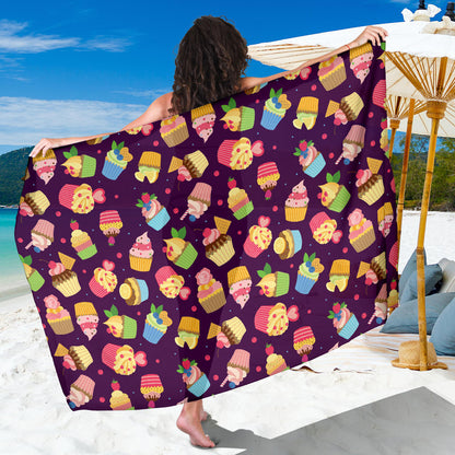 Cupcake Pattern Print Design 05 Sarong Pareo Wrap