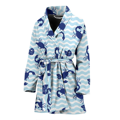 Crab Pattern Print Design 04 Women Bathrobe