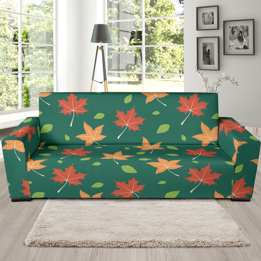 Maple Leaf Pattern Print Design 04 Sofa Slipcover