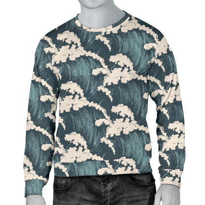 Wave Art Print Men Long Sleeve Sweatshirt