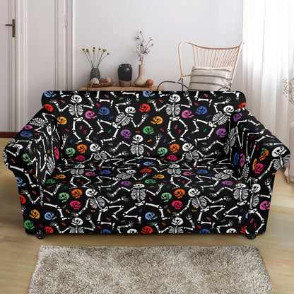 Skeleton Print Design LKS307 Loveseat Couch Slipcover