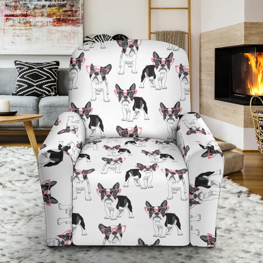 Boston Terrier Pattern Print Design 03 Recliner Slipcover with Pocket