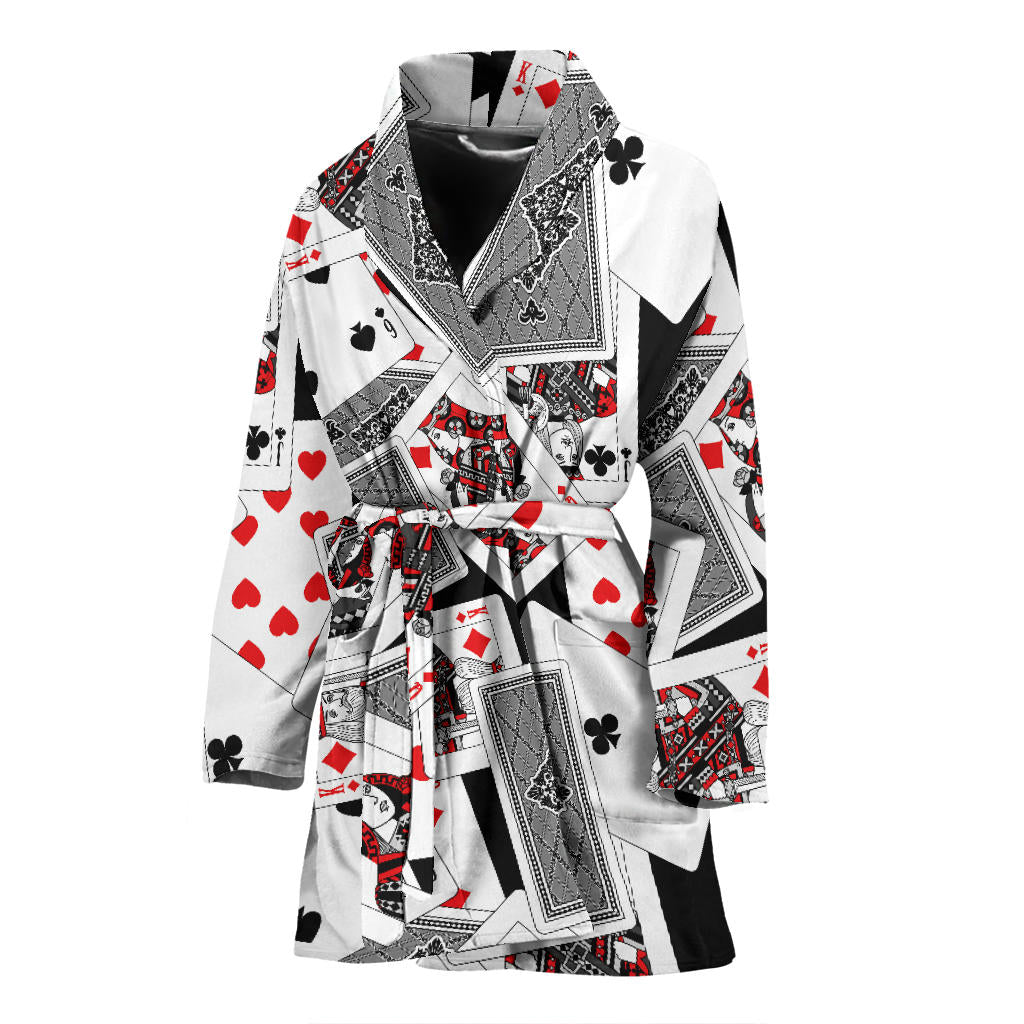 Poker Cards Pattern Print Design A04 Women Bathrobe