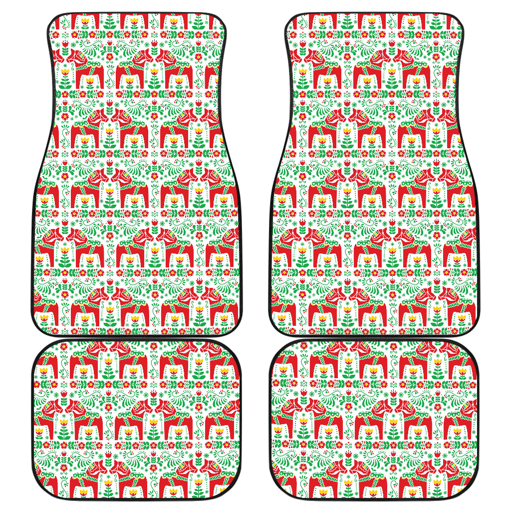 Swedish Dala Style Pattern Car Floor Mats Front Back