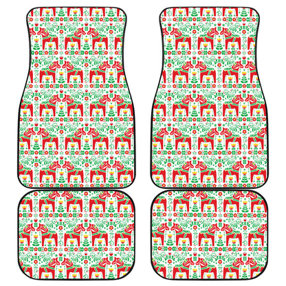 Swedish Dala Style Pattern Car Floor Mats Front Back