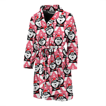Siberian Huskies Christmas Themed Print Design LKS302 Men Bathrobe