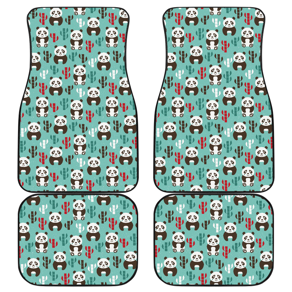 Panda Bear Cute Themed Print Car Floor Mats Front Back