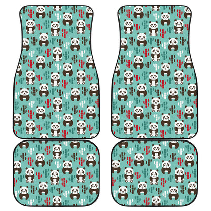 Panda Bear Cute Themed Print Car Floor Mats Front Back
