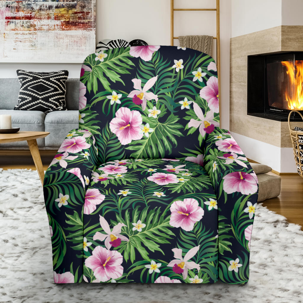 Hibiscus Tropical Print Design LKS309 Recliner Slipcover with Pocket